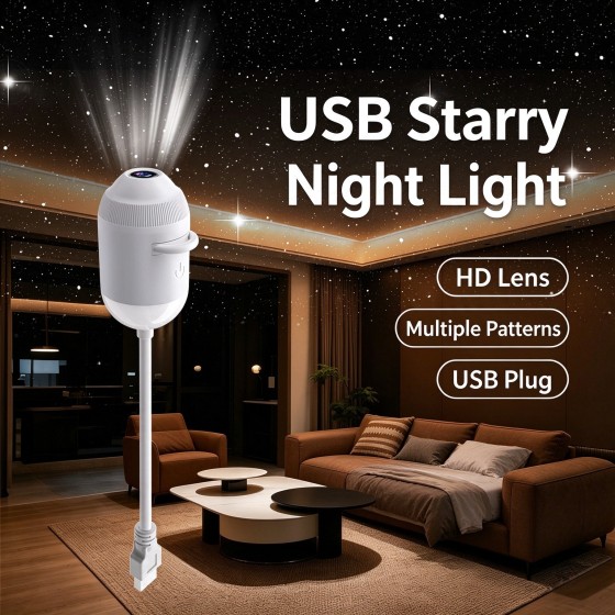 Popular Table Lamp, Bedroom Bedside Sleep Eye-Caring Lamp, USB Star Projector Night Light for Baby Night Feeding